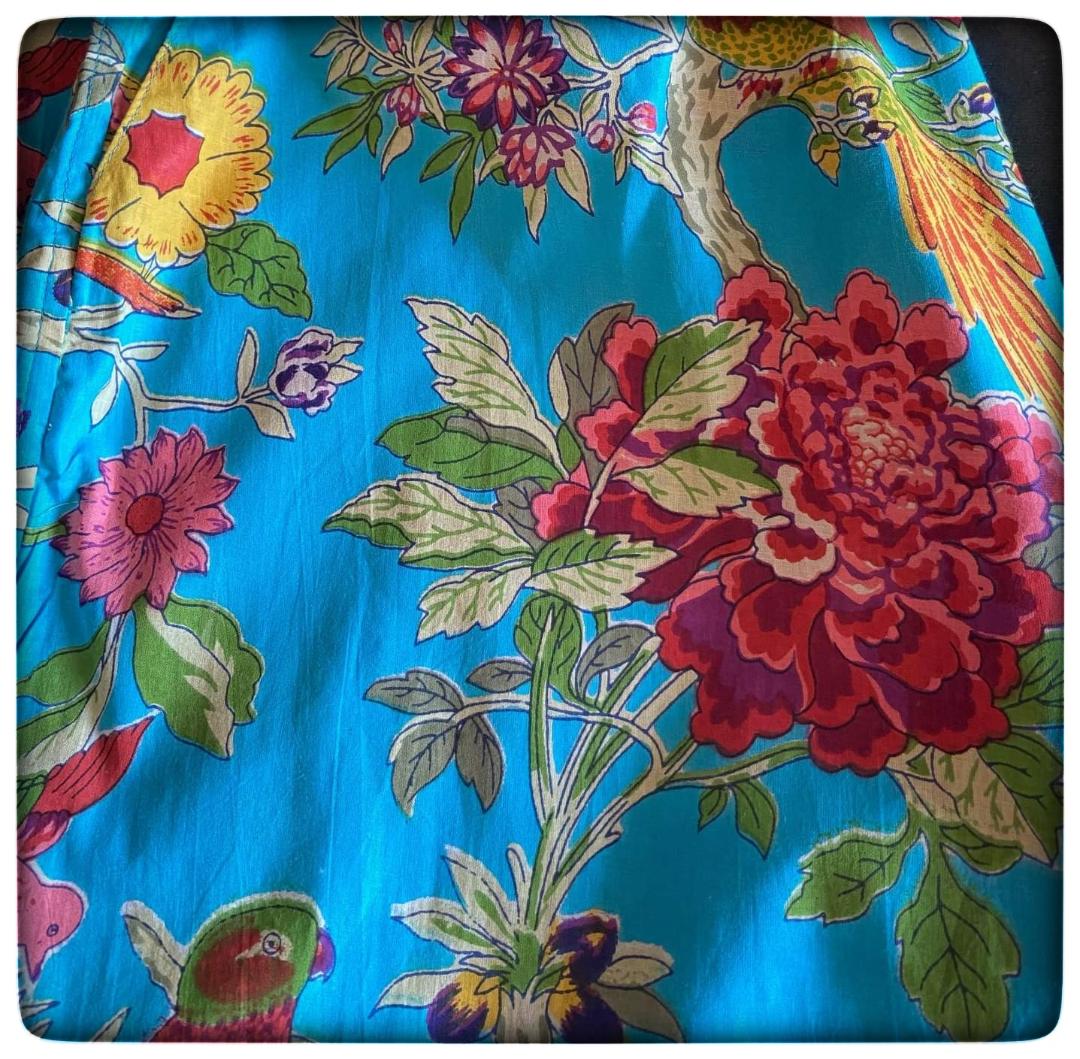 Tropical Turquoise Bird and Floral Animal Print 3/4 Pyjama Bottoms