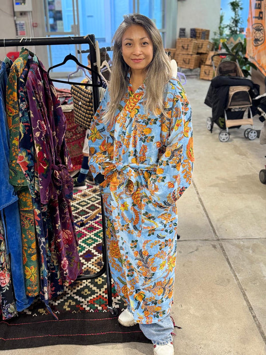 Sky. Blue and yellow velvet