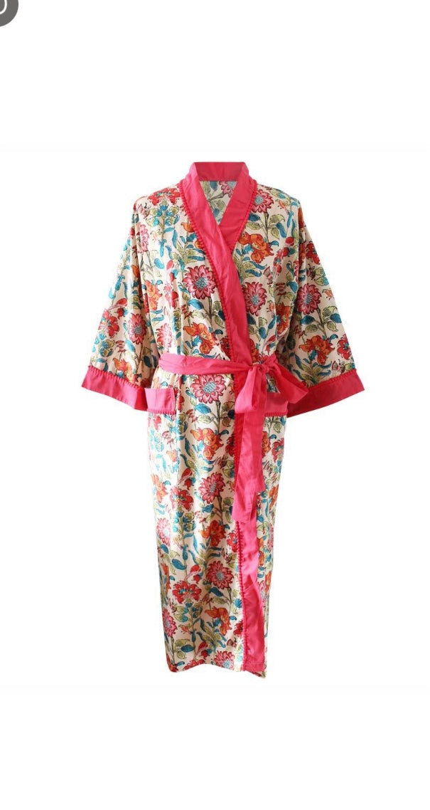 Florence . Floral garden print dressing gown