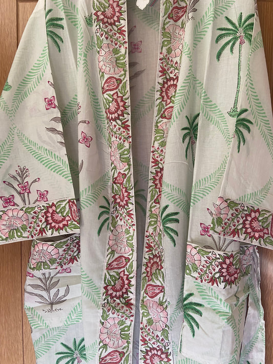 Sacha Floral pink palms dressing gown