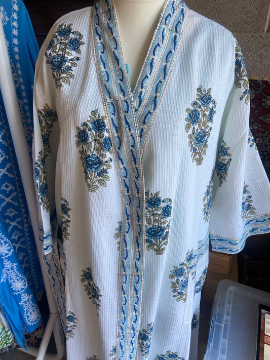 Bella. Blue rose ladies dressing gown.
