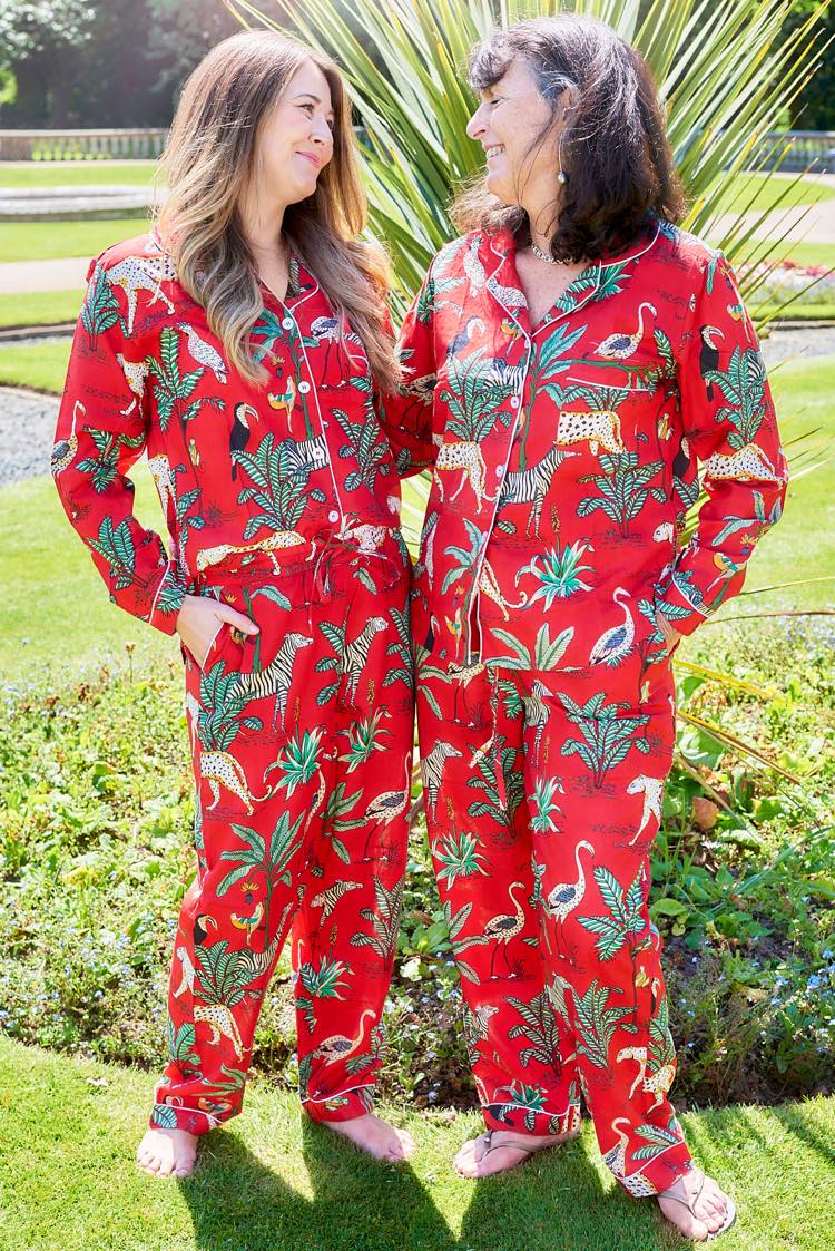 Safari Cotton pyjamas for women, red safari