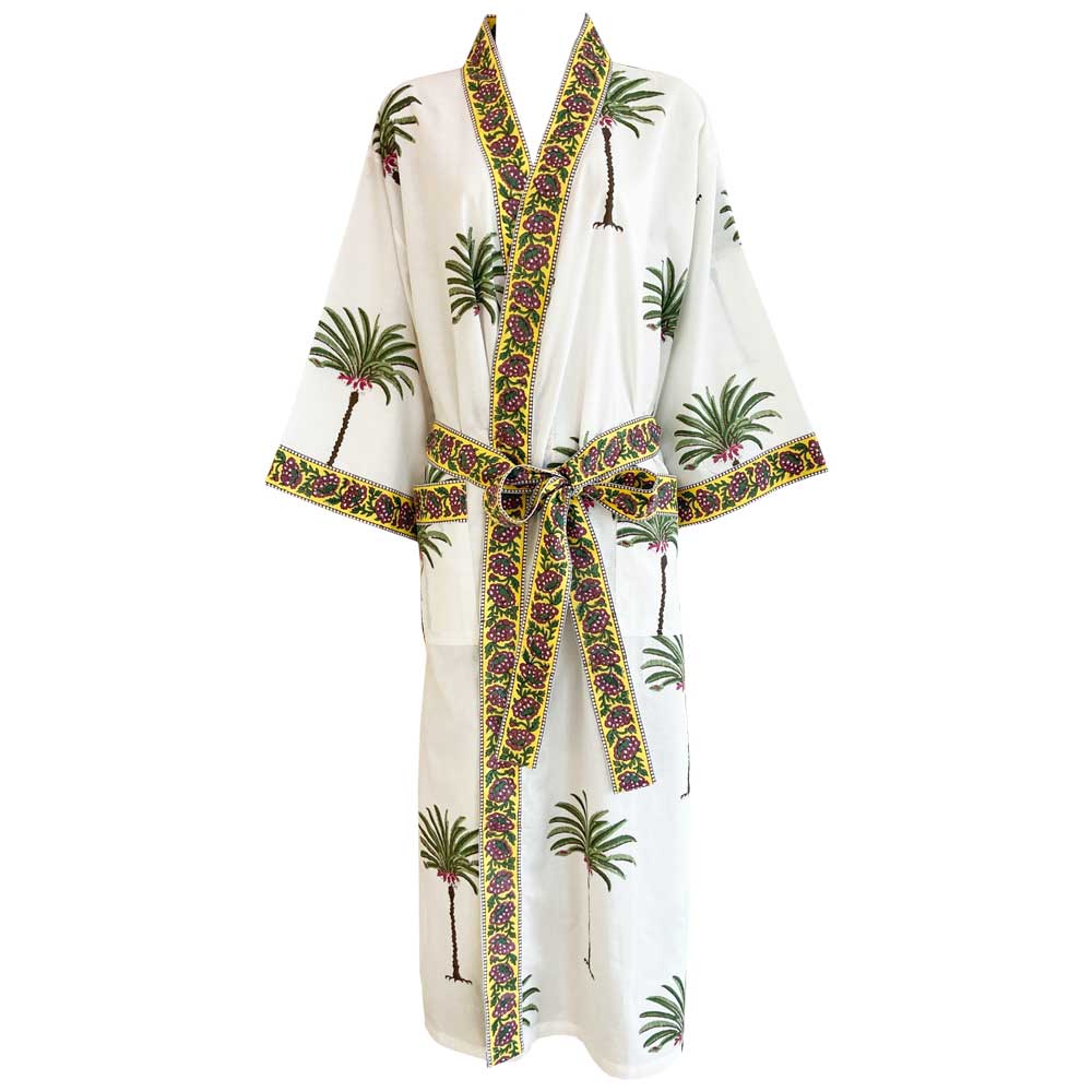 tropical style dressing gown, ladies dressing gown, dressing gown for women, kimono dressing gown, colourful womens sleepwear, 100% cotton, cotton dressing gown, cotton house coat, Kimono