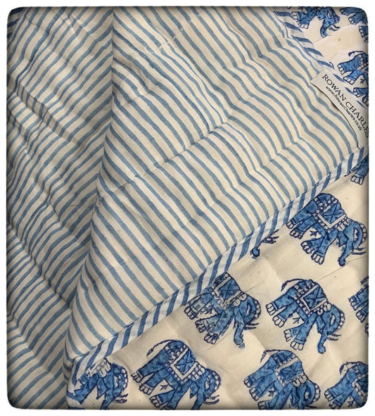 Ernie Blue Elephant Animal Print Quilt/Playmat