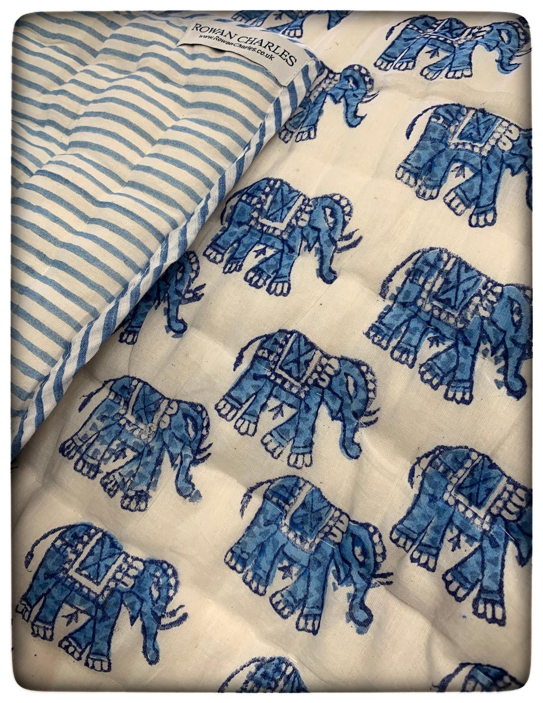 Ernie Blue Elephant Animal Print Quilt/Playmat