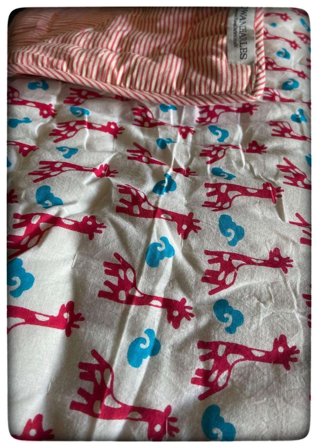 Pink Giraffe Animal Print Baby Quilt/Play Mat